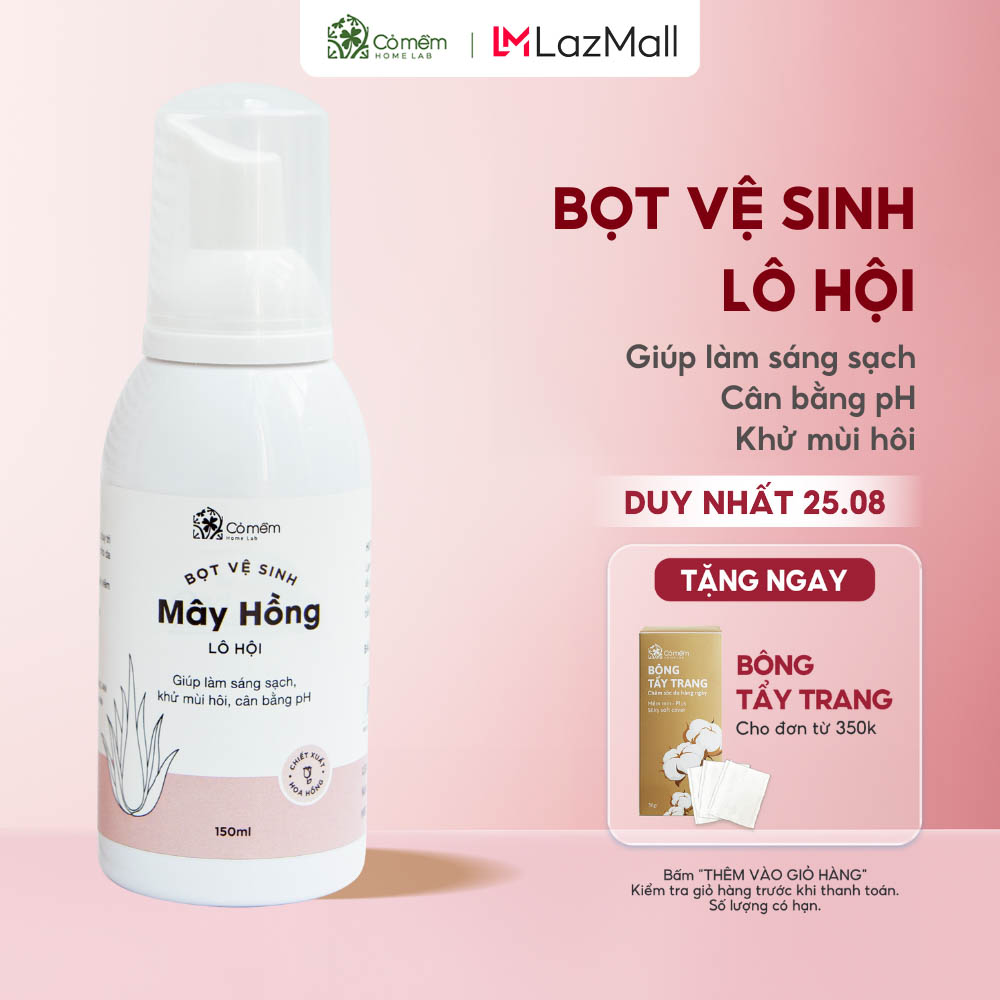 Bọt Vệ Sinh Phụ Nữ Mây Hồng Lô Hội Hương Hoa Hồng Anh Giảm Viêm Ngứa Cỏ Mềm 150ml