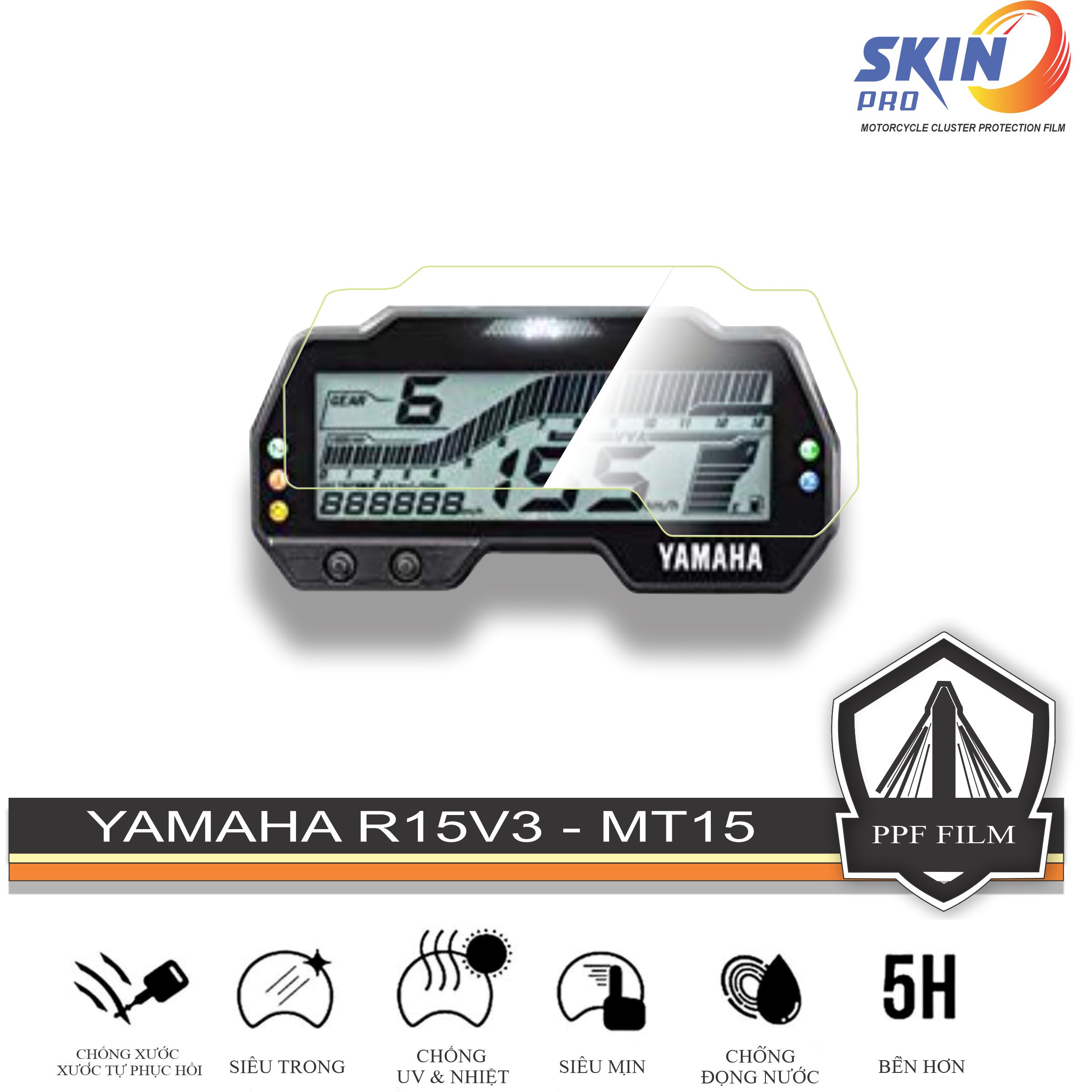 R15 V3 MT15 Miếng dán PPF bảo vệ và làm mới mặt đồng hồ R15V3 MT15 - PPF CAO CẤP - TỰ PHỤC HỒI XƯỚC