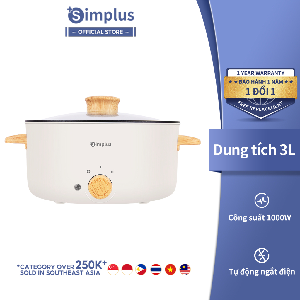 Nồi điện đa năng Simplus DZGH008 dung tích 3L điều chỉnh nhiệt độ