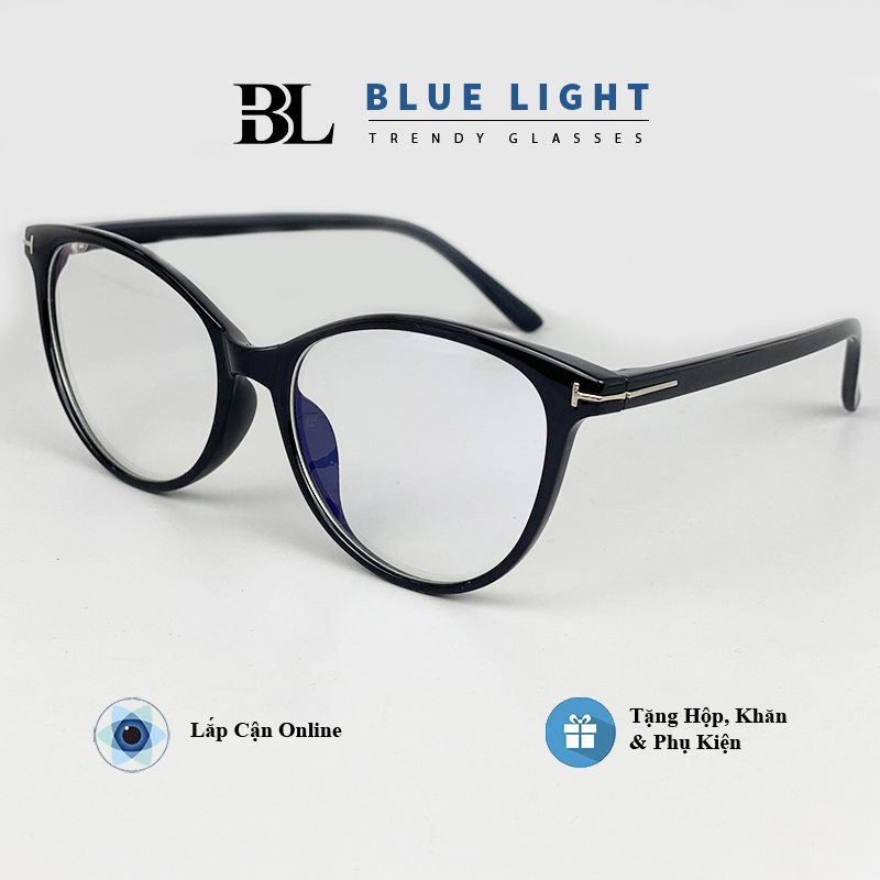 Gọng kính cận, kính giả cận nữ mắt mèo tf, gọng nhựa dẻo tr90, chống ánh sáng xanh - blue light