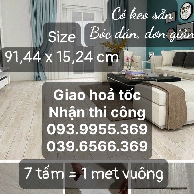 50 tấm, Sàn nhựa giả gỗ, 91,44x15,24cm, sàn dán keo sẵn
