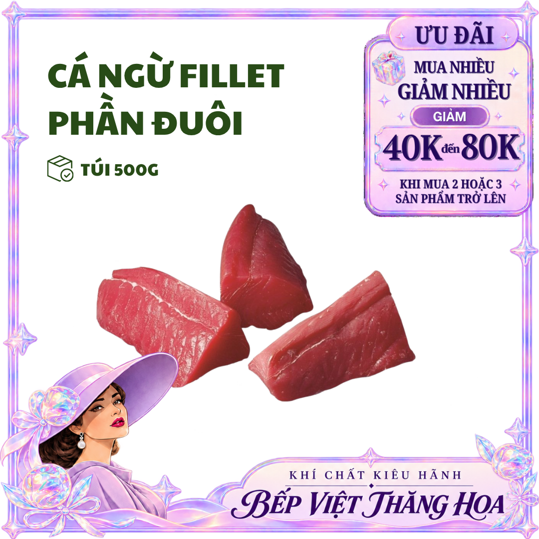 [HỎA TỐC HCM] Cá Ngừ Fillet Phần Đuôi - Khay 500G