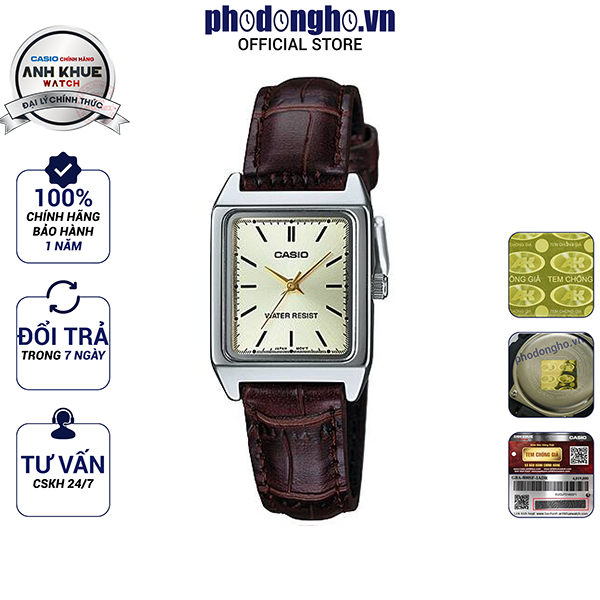 Đồng hồ nữ dây da casio anh khuê ltp-v007l-9eudf
