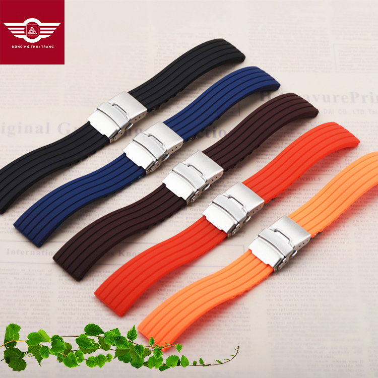 Dây đồng hồ cao su thời trang - dây đeo cao su khóa bấm cho đồng hồ seiko 18mm 20mm 22mm
