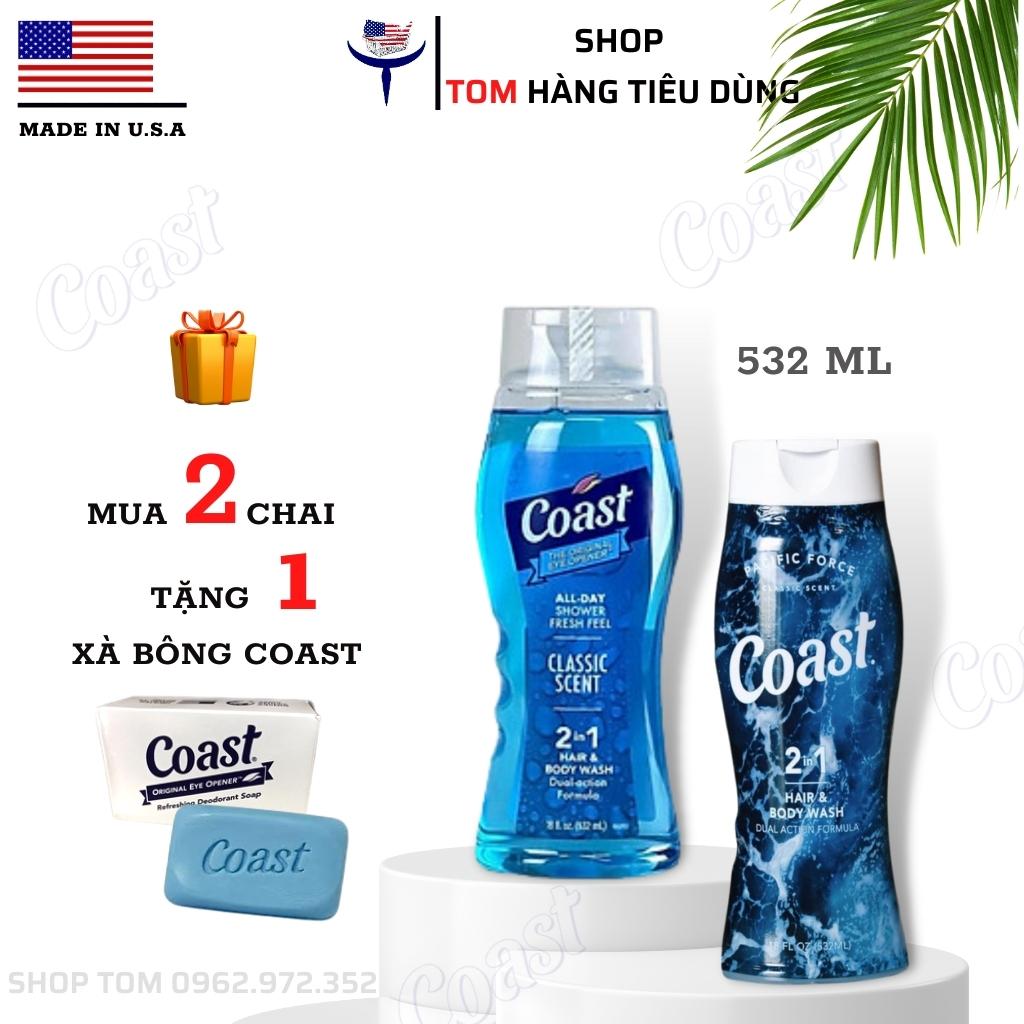 Tắm gội Coast nam 2 in1 Hair & Body 532ml