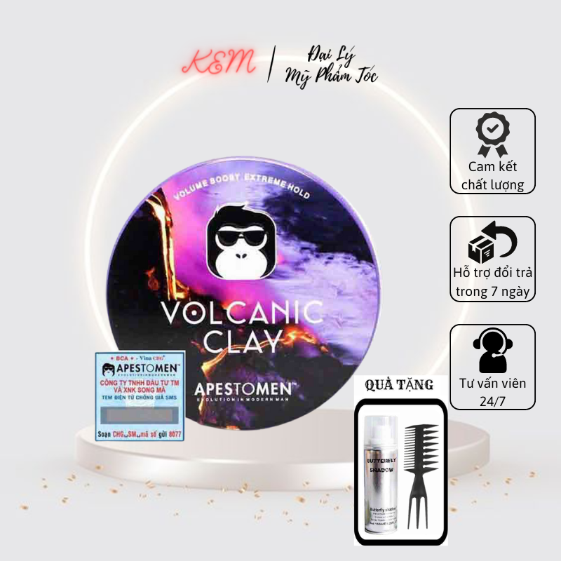 Sáp Vuốt Tóc Nam Apestomen Volcanic Clay 80g chính hãng tem SMS tại KEM