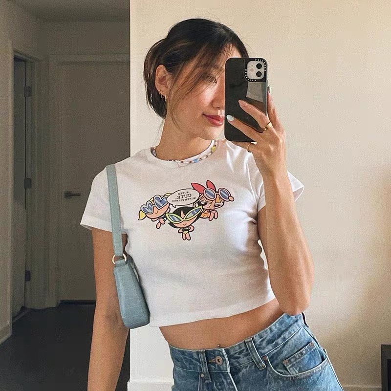 Áo croptop tay ngắn the power pull 3a07