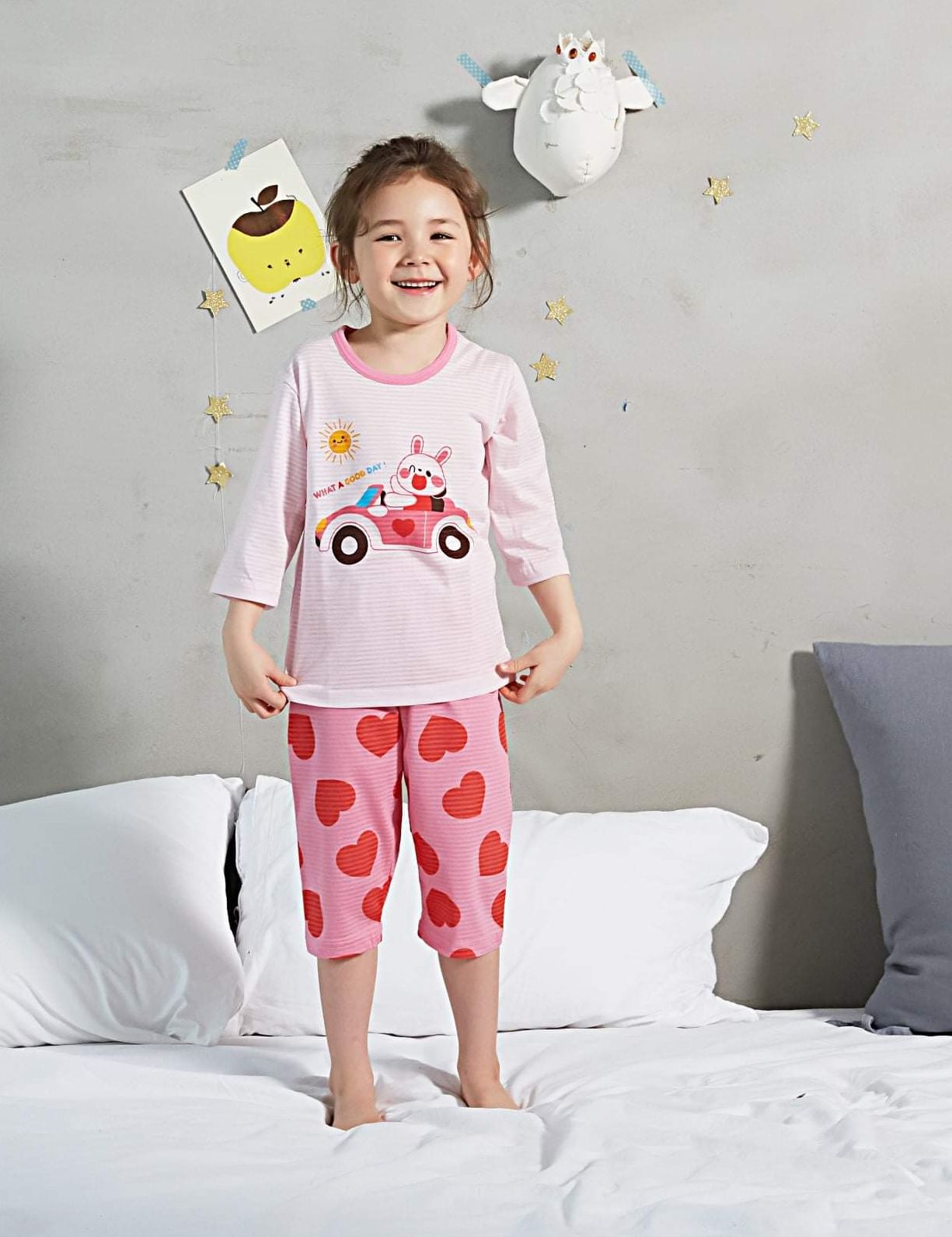 Bộ pijama lửng 100% cotton giấy cho bé gái Good Day Mimi - Olomimi Hàn Quốc