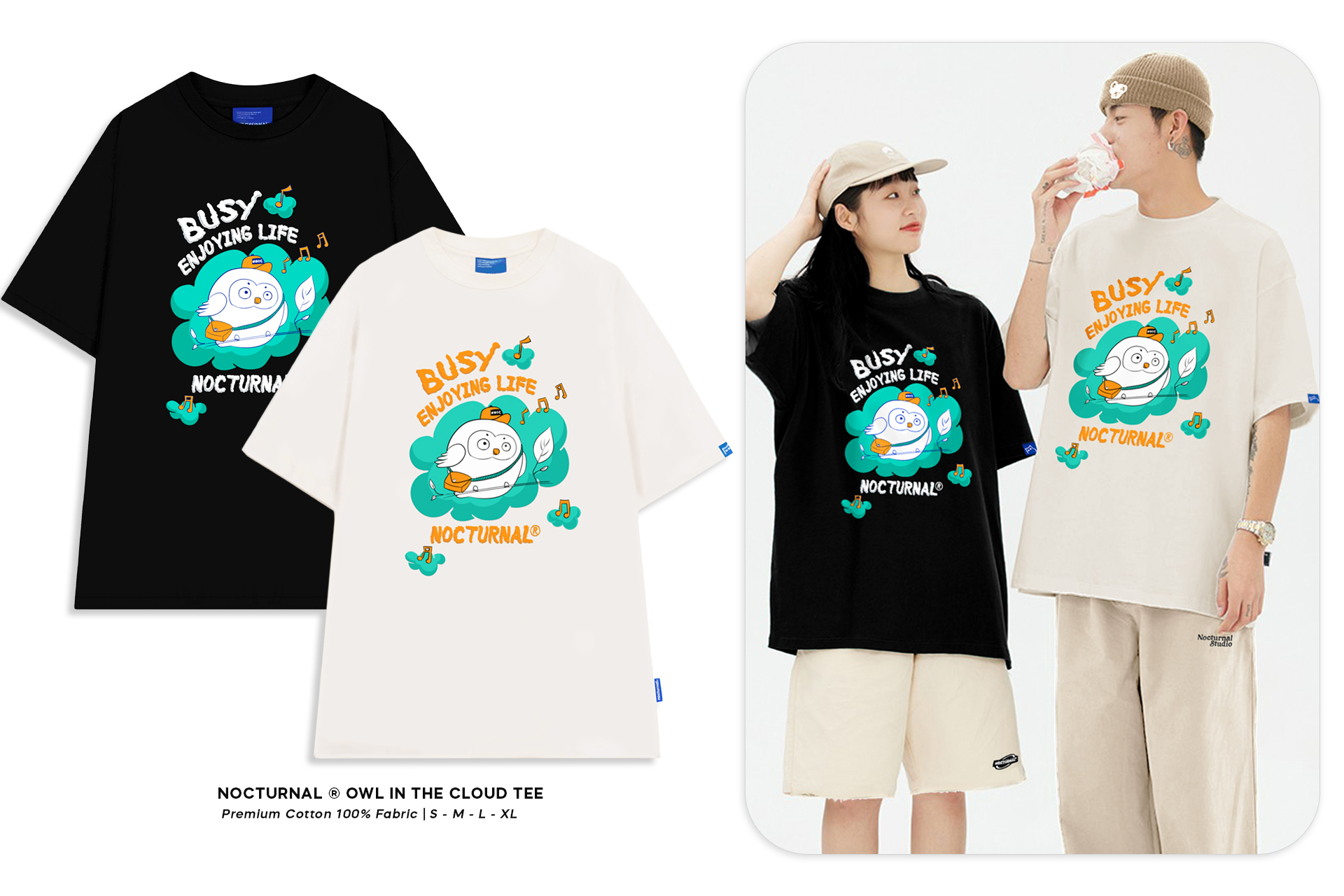 [nhập lazflex1- giảm 30k đơn 149k|áo thun nocturnal owl in the cloud tee cotton 100% unisex form rộng tay lỡ oversize local brand