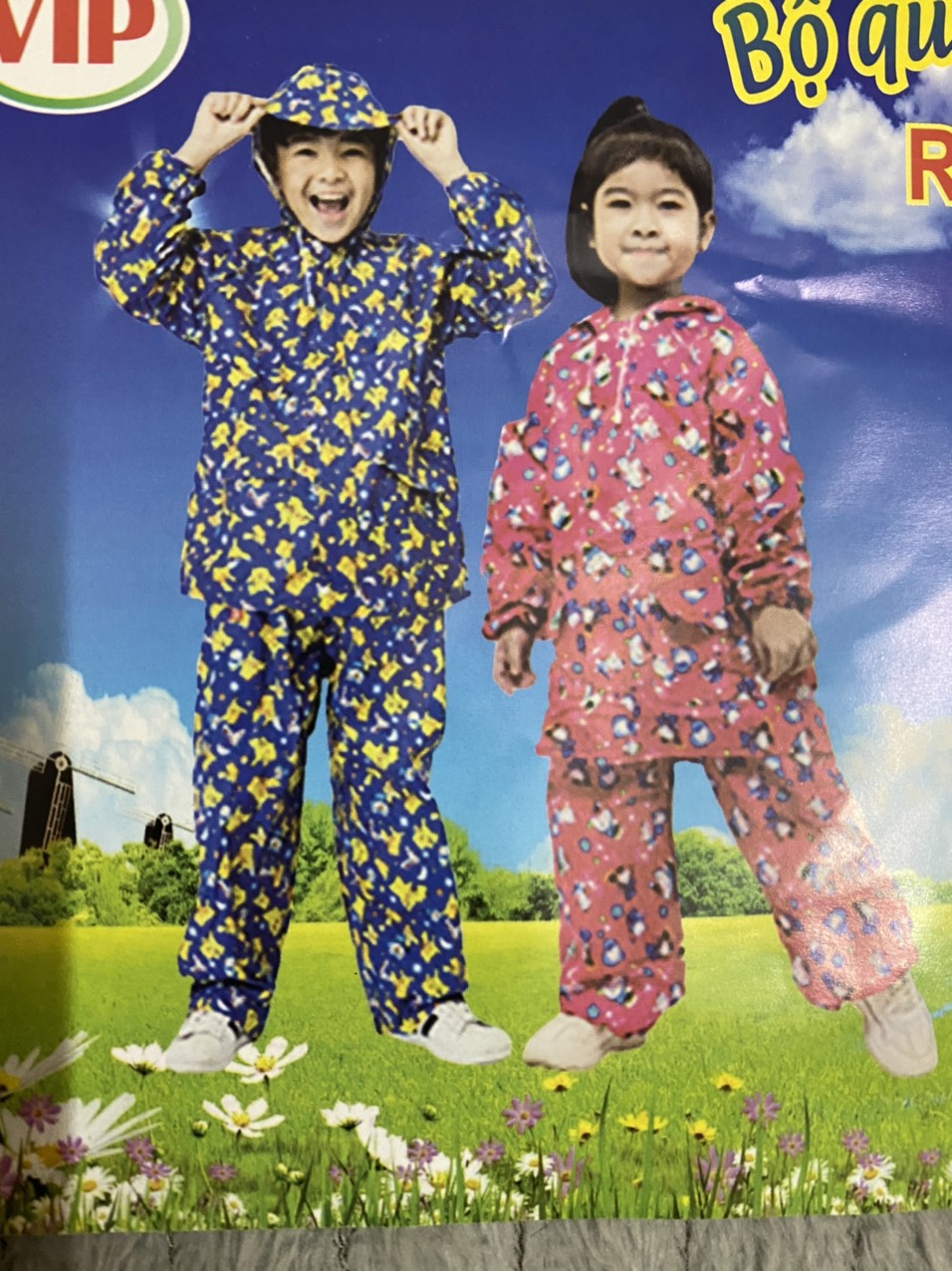 Áo mưa trẻ em, áo mưa bộ cho bé vải dù Siêu bền Siêu nhẹ Chống thấm nước bằng chất liệu cao cấp