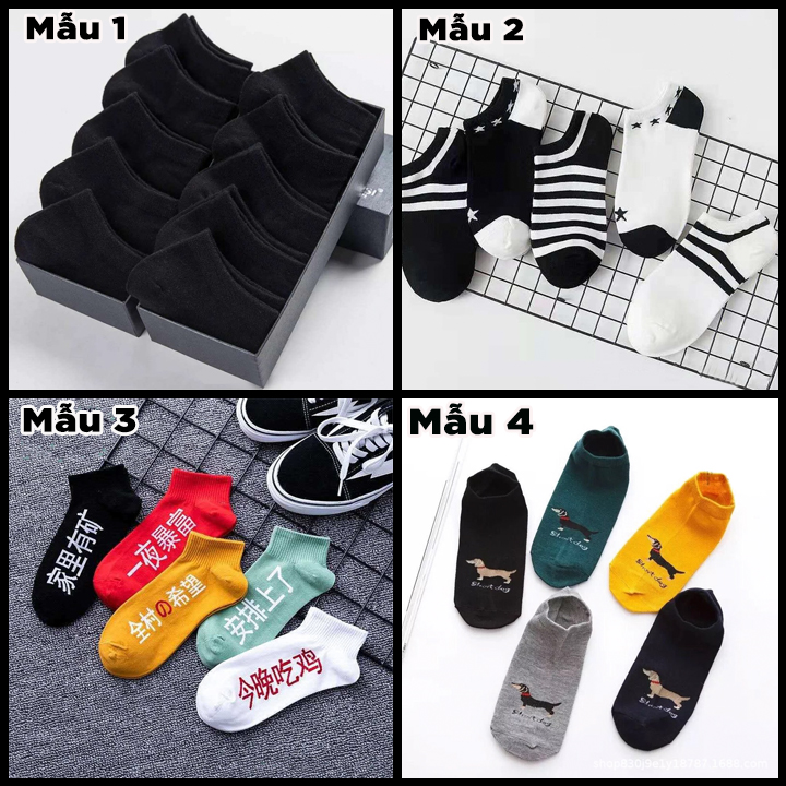 Bộ 05 đôi tất, vớ nam, nữ cổ ngắn siêu đẹp