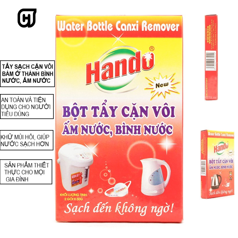 [HCM]Hộp bột tẩy cặn vôi canxi ấm nước bình nóng lạnh Hando CHT17