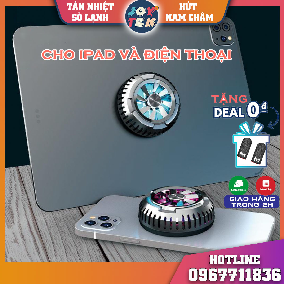 Quạt tản nhiệt điện thoại sò lạnh X6 hút nam châm siêu mát, cho điện thoại IPAD, có đèn led rgb - bảo hành 3 tháng