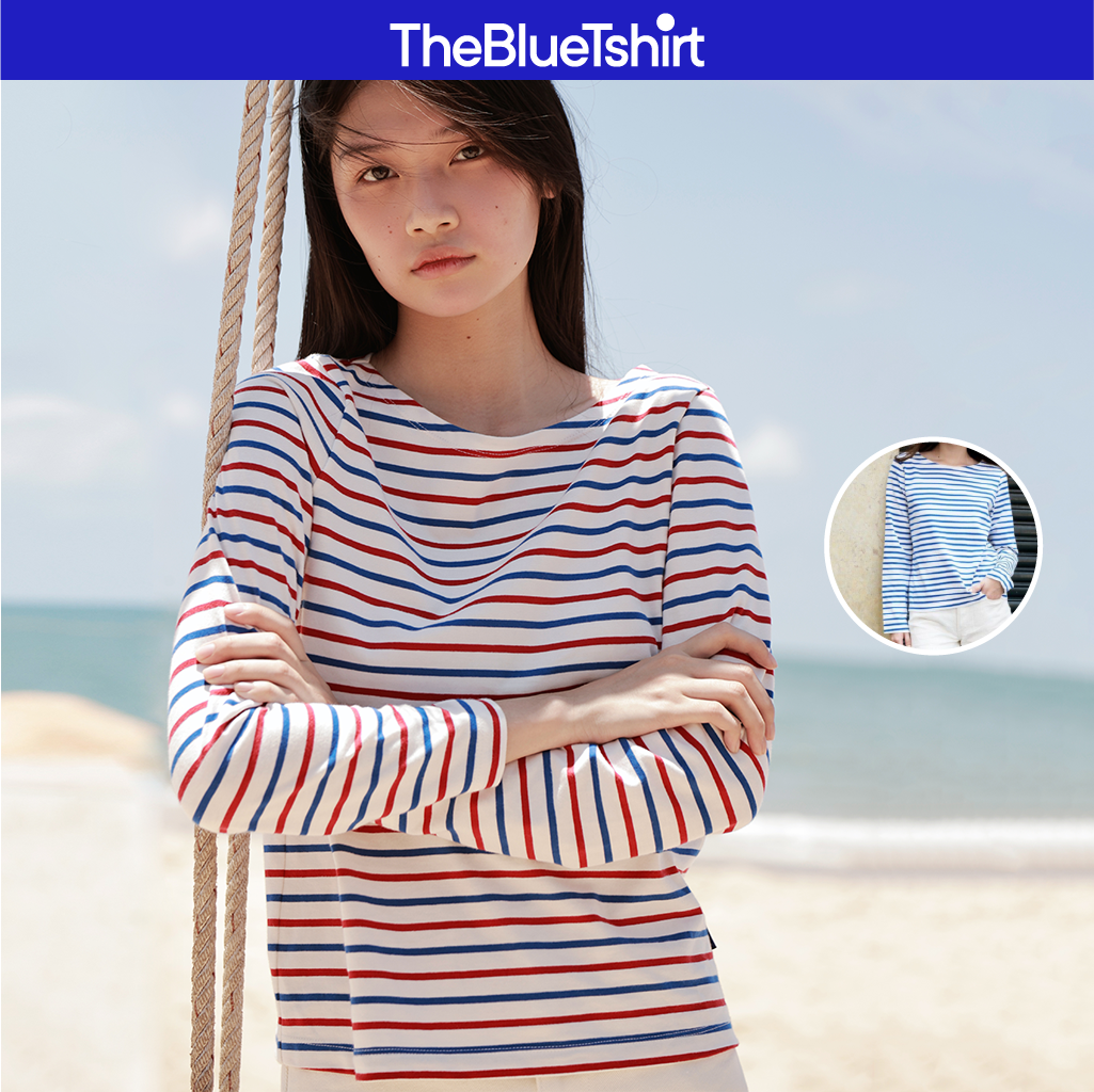 TheBlueTshirt - Áo thun tay dài hoạ tiết sọc - Number 6 Long Sleeve - Signature Stripe Premium Cotton