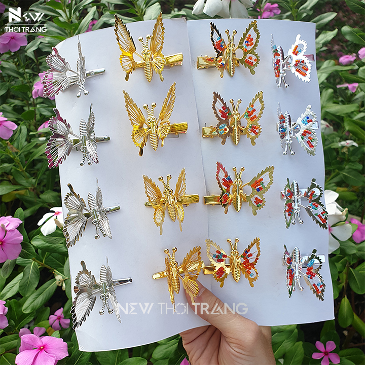 Kẹp Tóc Cánh Bướm Chuyển Động Hạt Màu Sắc - New Thoi Trang