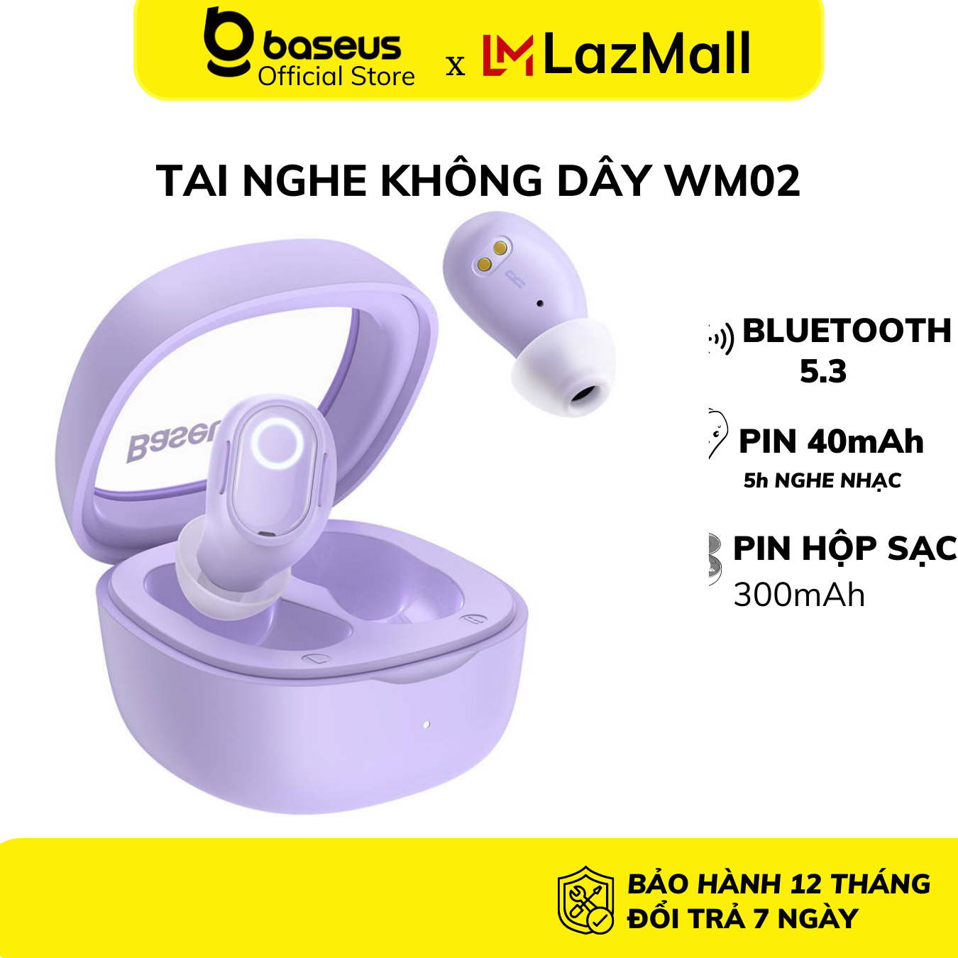 THU THẬP VOUCHER GIẢM 10 Tai nghe nhét tai không dây BASEUS WM02 TWS Bowie bluetooth 5.3 chống ồn pin khoẻ âm thanh nổi