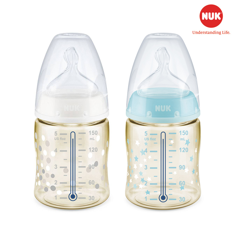 Bình sữa cảm biến nhiệt nuk ppsu 150ml núm ti silicone s1 - m