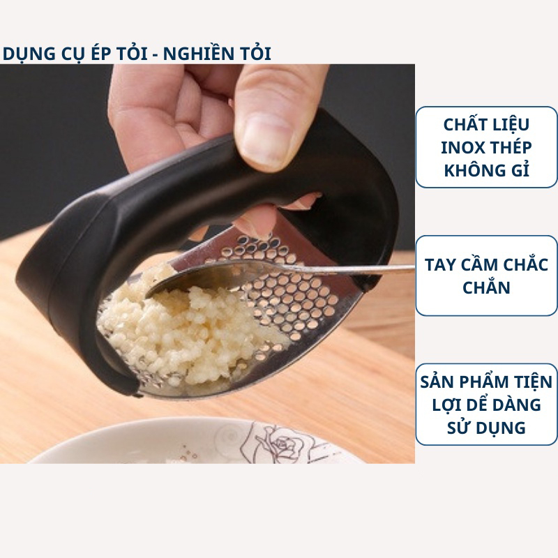 Dụng Cụ Ép Tỏi , Nghiền Tỏi , Dập Tỏi Cầm Tay Inox Cao Cấp Tiện Dụng, Dụng cụ nghiền tỏi cầm tay Inox cao cấp - Dụng cụ dập ép tỏi bằng tay thông minh
