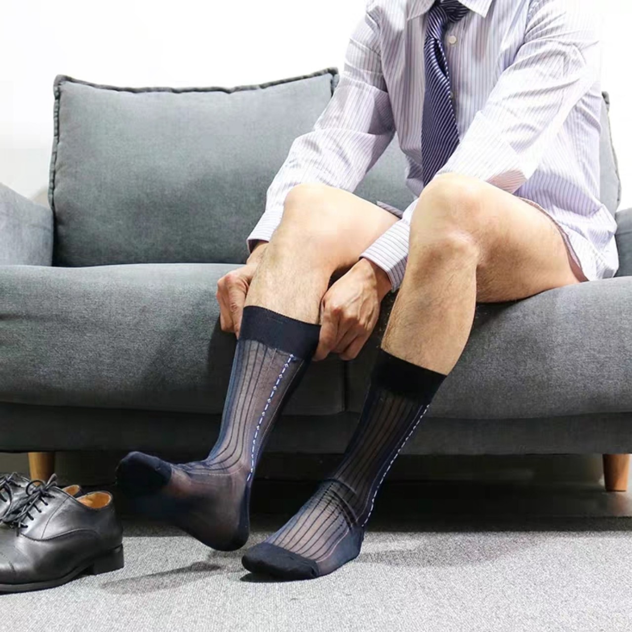 [HCM]Vớ nam tất nam công sở cổ cao mỏng sheer sock màu đen