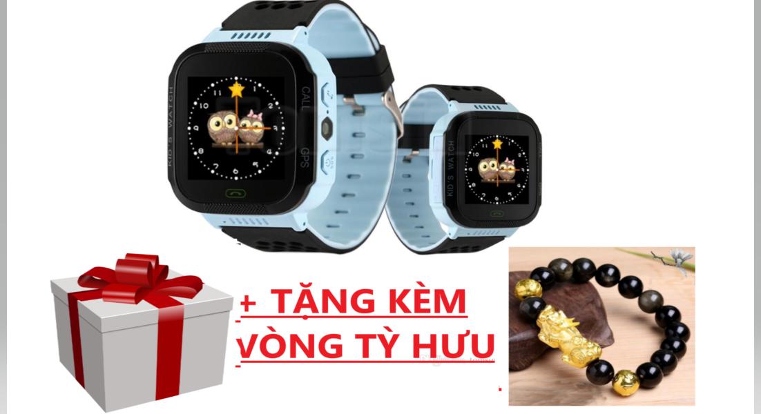 Đồng hồ thông minh định vị trẻ em GPS Tracker Q528 mẫu mới + tặng kèm vòng đeo tay tỳ hưu ( xanh dương + hồng)