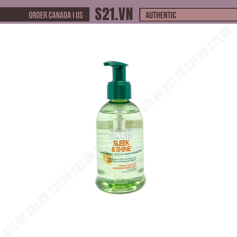 Tinh chất dưỡng cho tóc bóng mượt & đỡ xù garnier fructis sleek & shine anti-frizz serum 150ml