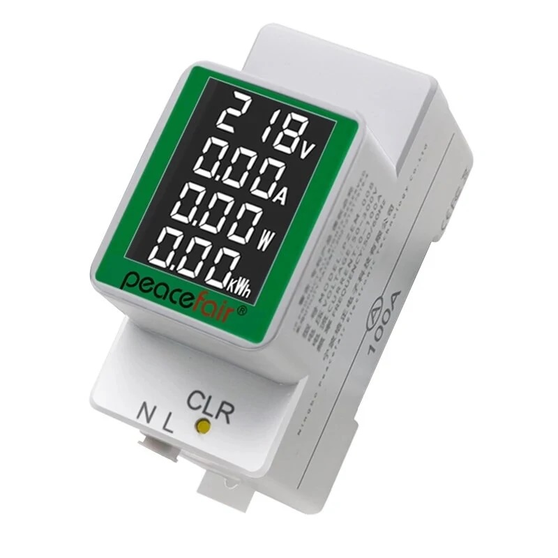Peacefair pzem-008 ac50-300v/100a lcd màn hình - đo điện áp - đo dòng điện - đo công suất và điện áp tiêu thụ