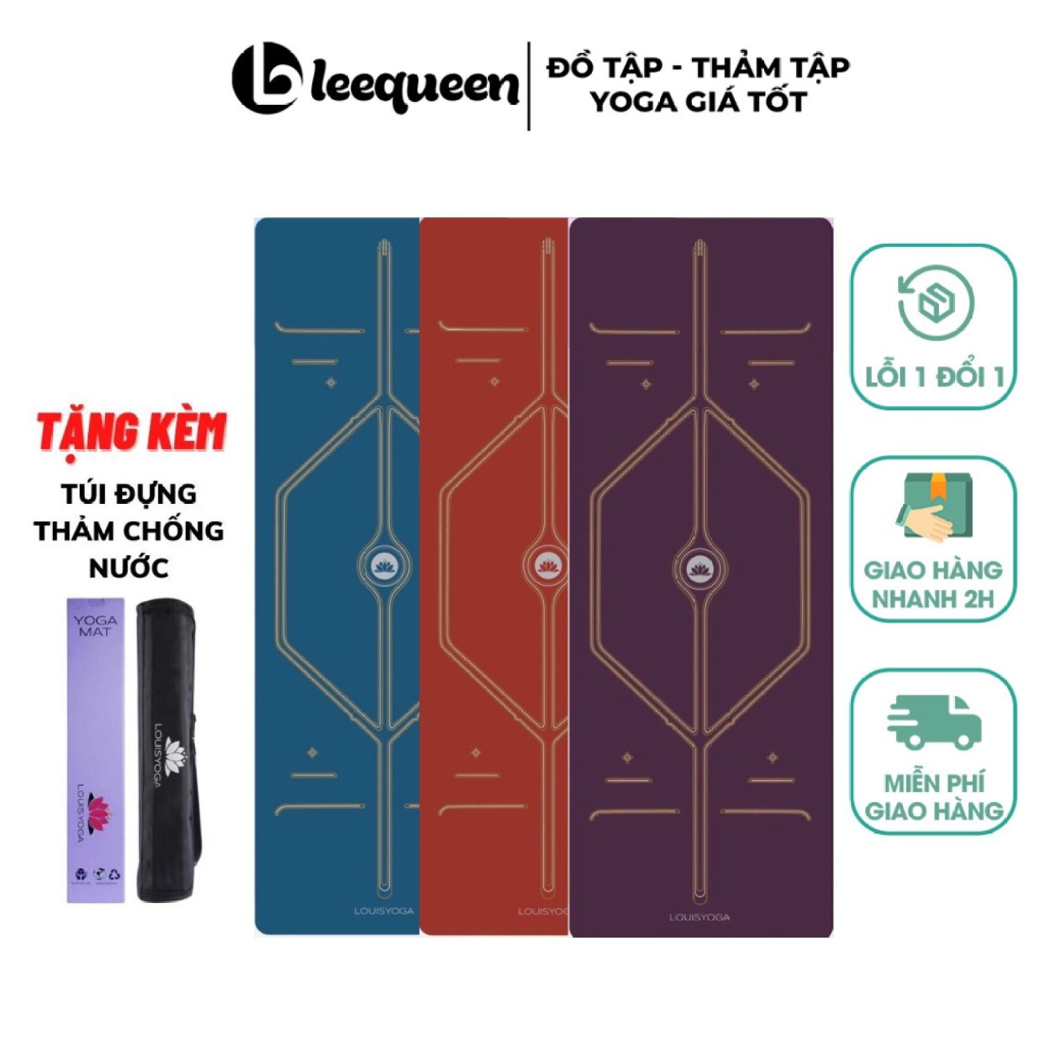 Thảm tập yoga cao su PU cao cấp LOUIS yoga phiên bản Platinum chống trơn trượt, thấm hút mồ hôi, tặng túi đựng thảm cao cấp