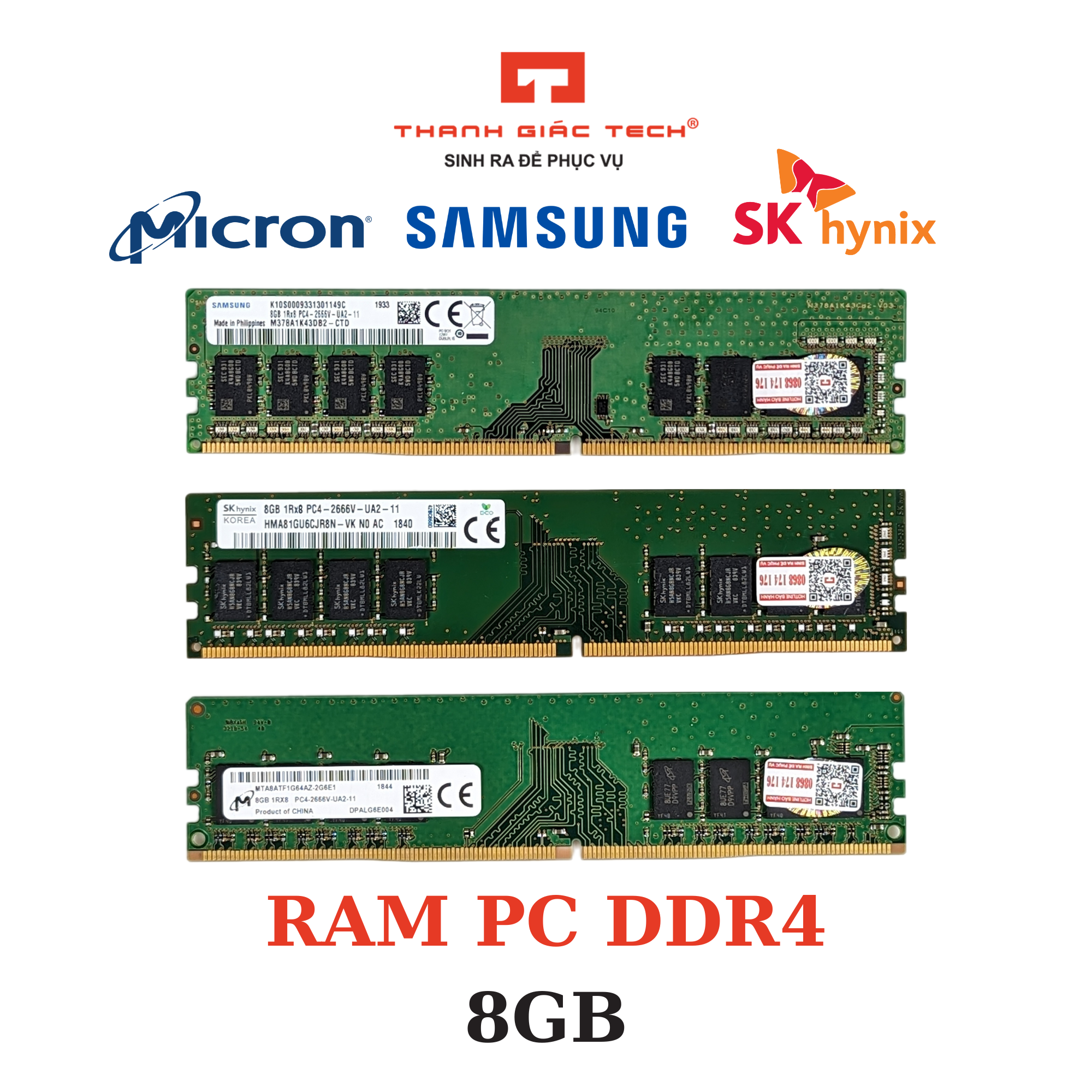 Ram PC 16GB 8GB DDR4 Samsung SK Hynix Micron Nhập Khẩu - Bảo Hành 3 Năm
