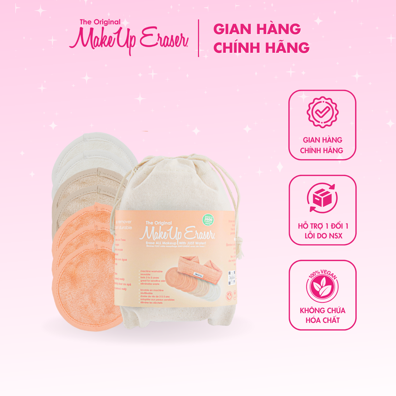Bộ 7 khăn mini Makeup Eraser Peachy Clean