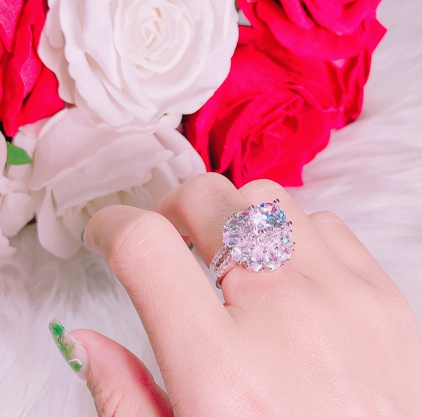 [HCM]Nhẫn nữ mạ vàng 18k nhẫn nữ đẹp mạ bạch kim cao cấp hoa sen bạch liên bọc đá pha lê sáng siêu lấp lánh rực rỡ thiết kế sang trọng Trang Sức Miga N135 - đeo đi tiệc đi chơi làm công sở cực sang chảnh và