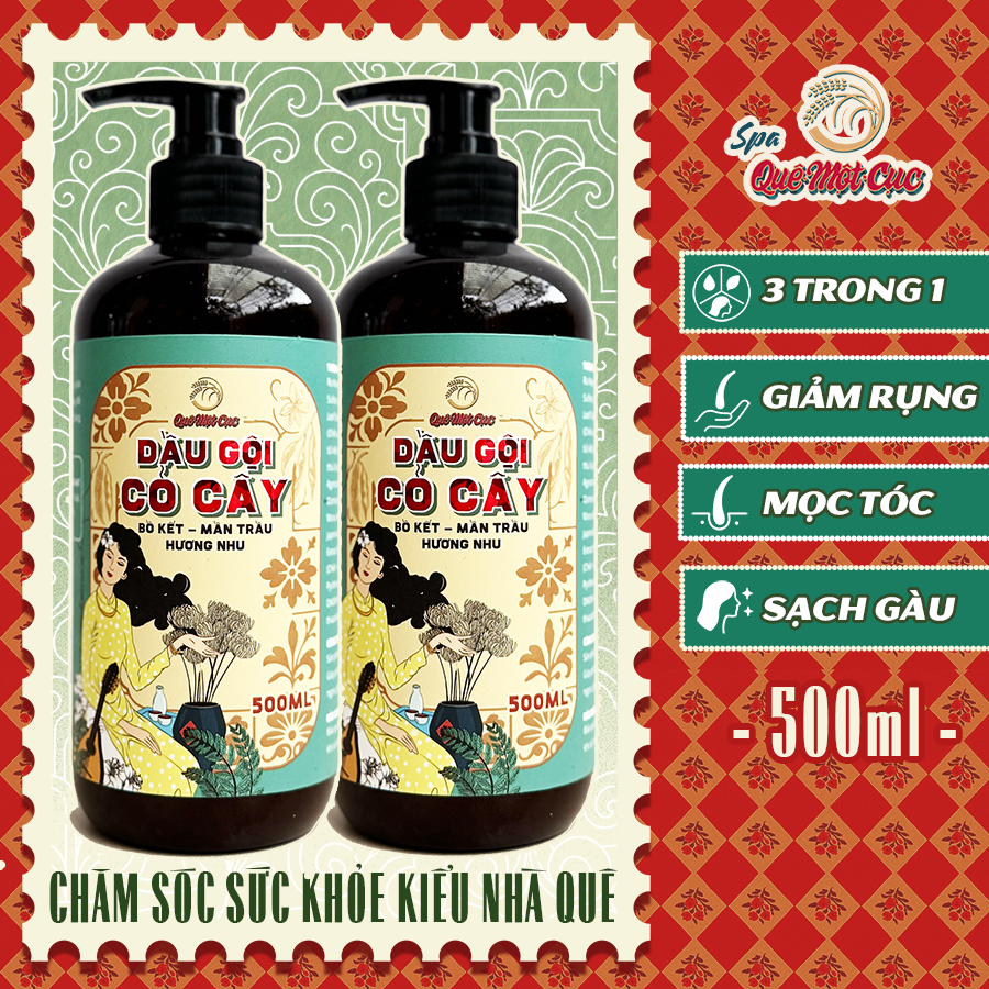  Dầu gội thảo dược 3 trong 1: giảm rụng mọc tóc sạch gàu Spa Quê Một Cục 500ml 
