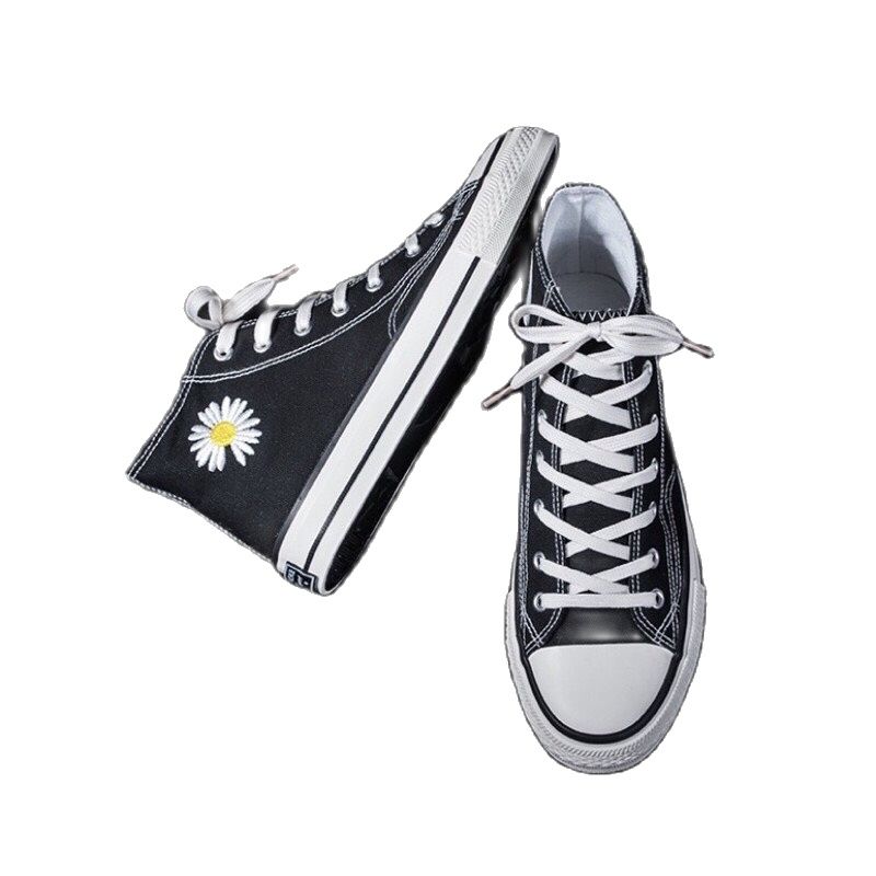 Giày nữ hoa cúc giày sneaker thêu hoa cúc cổ cao