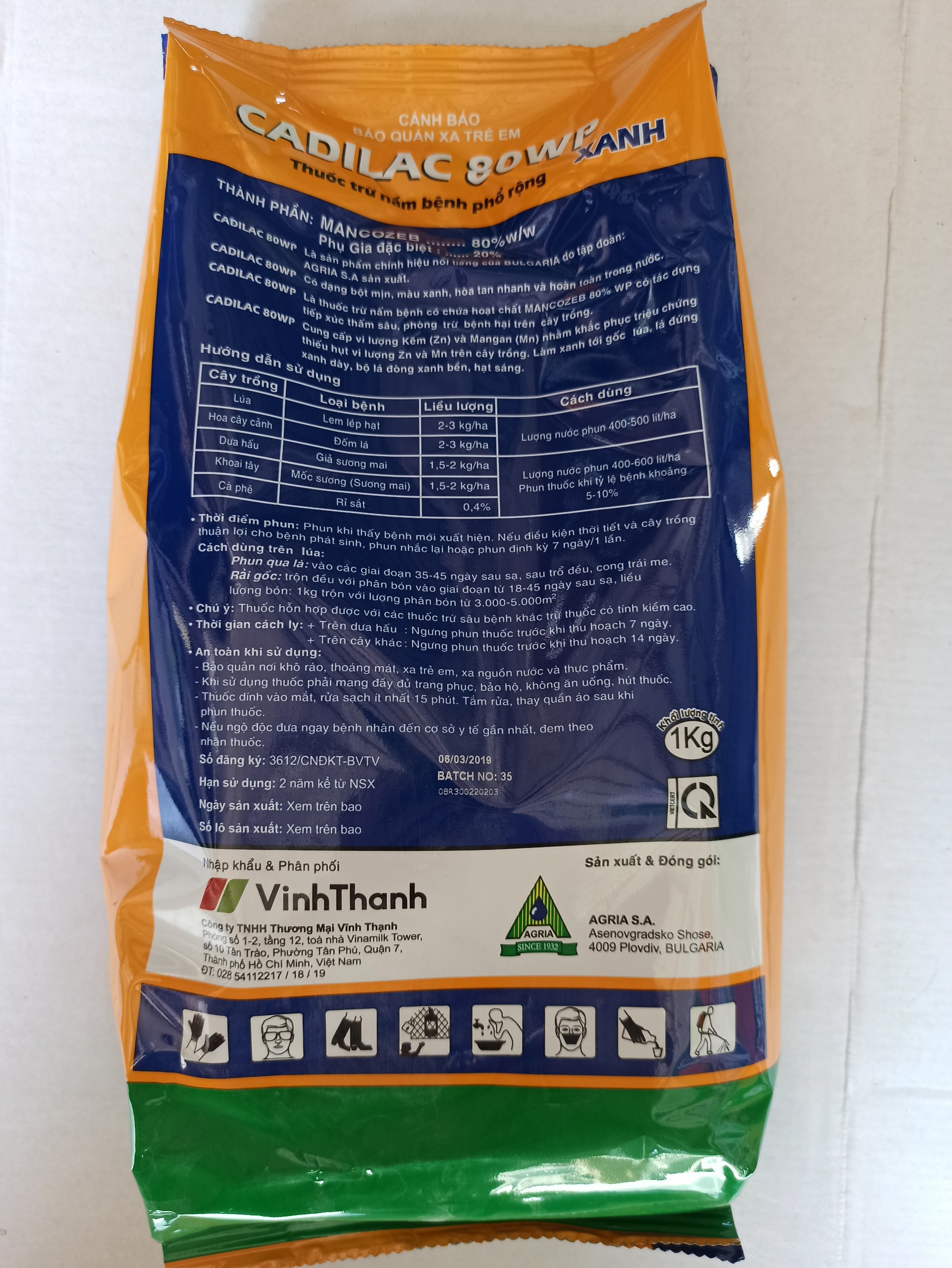Thuốc trừ bệnh cadilac 80wp xanh - gói 1kg
