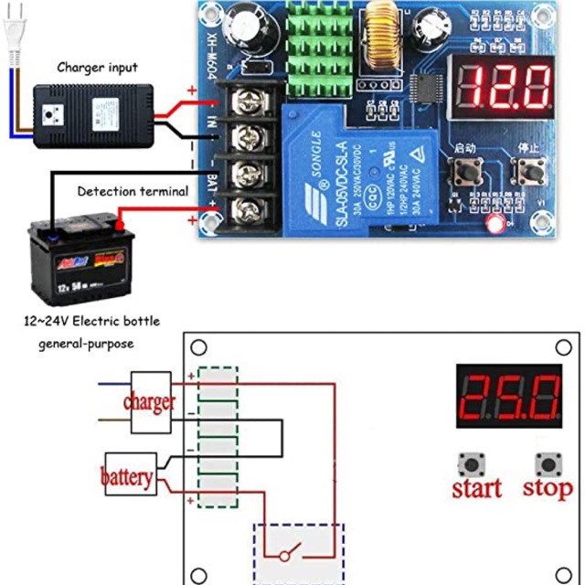 Mạch bảo vệ sạc ắc quy tự ngắt 6 – 60vdc