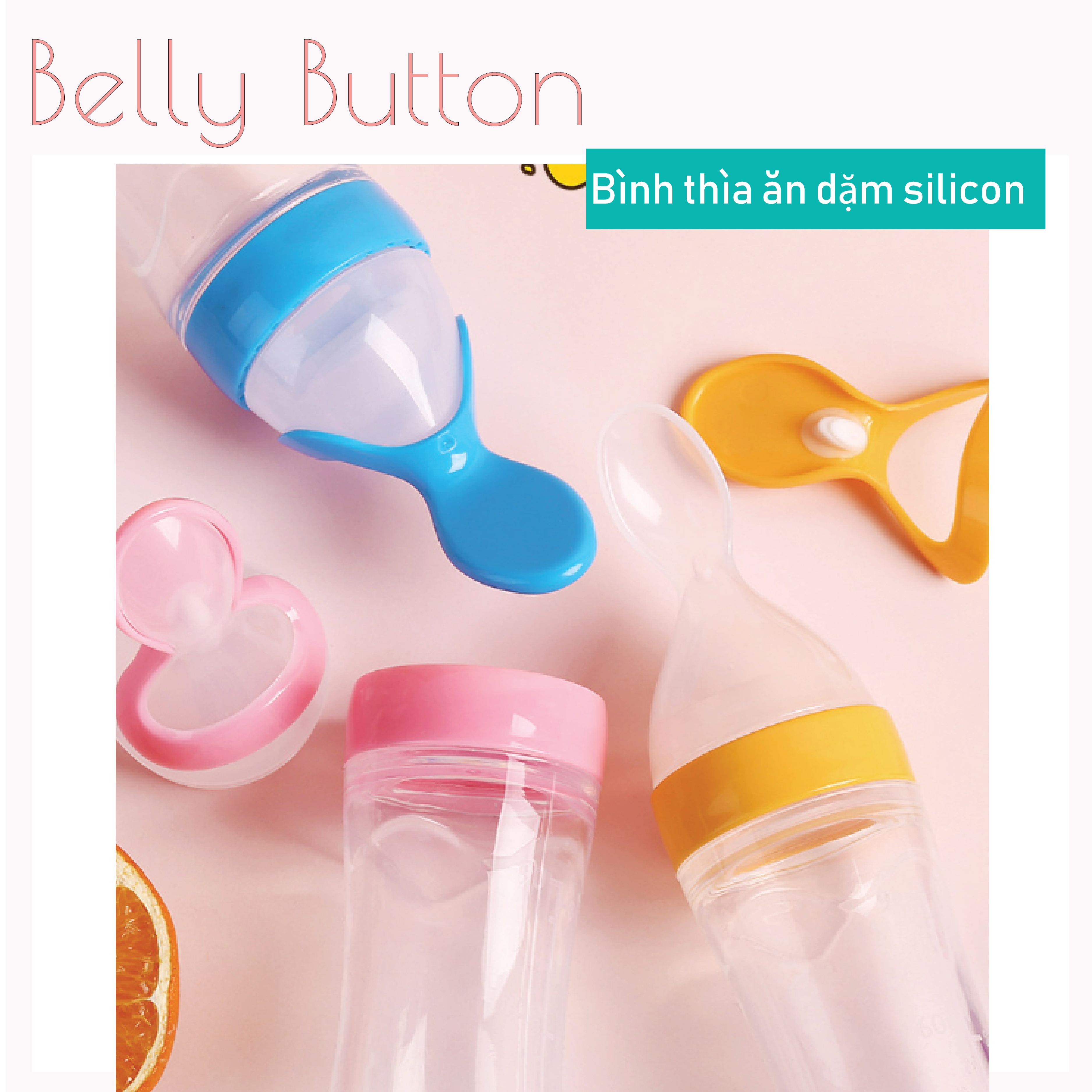 Bình ăn dặm silicon siêu mềm có thìa cho bé ăn tiện lợi