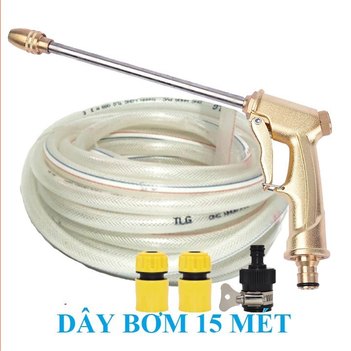 Bộ dây vòi xịt nước rửa xe, tưới cây đa năng,tăng áp 3 lần,loại 15m 206701