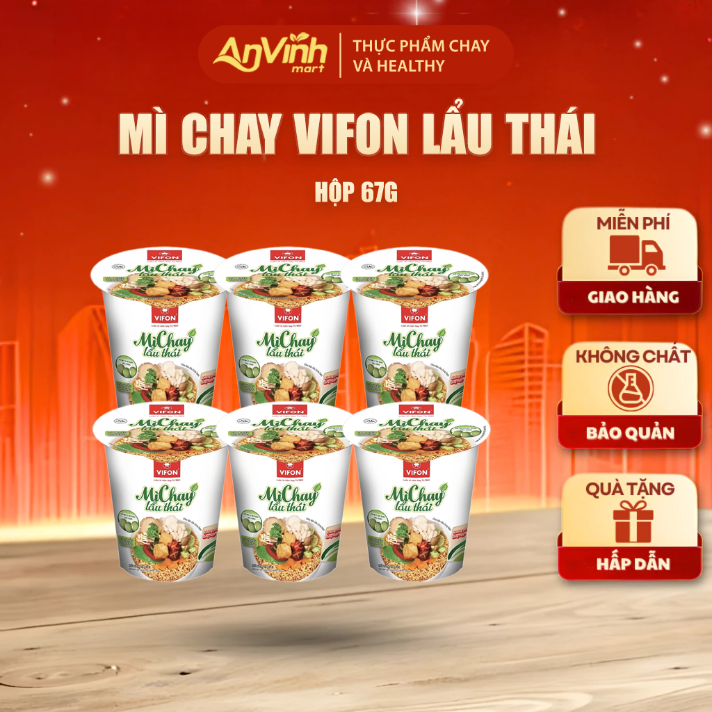 Mì ly chay vị Lẩu Thái Vifon - 67gr