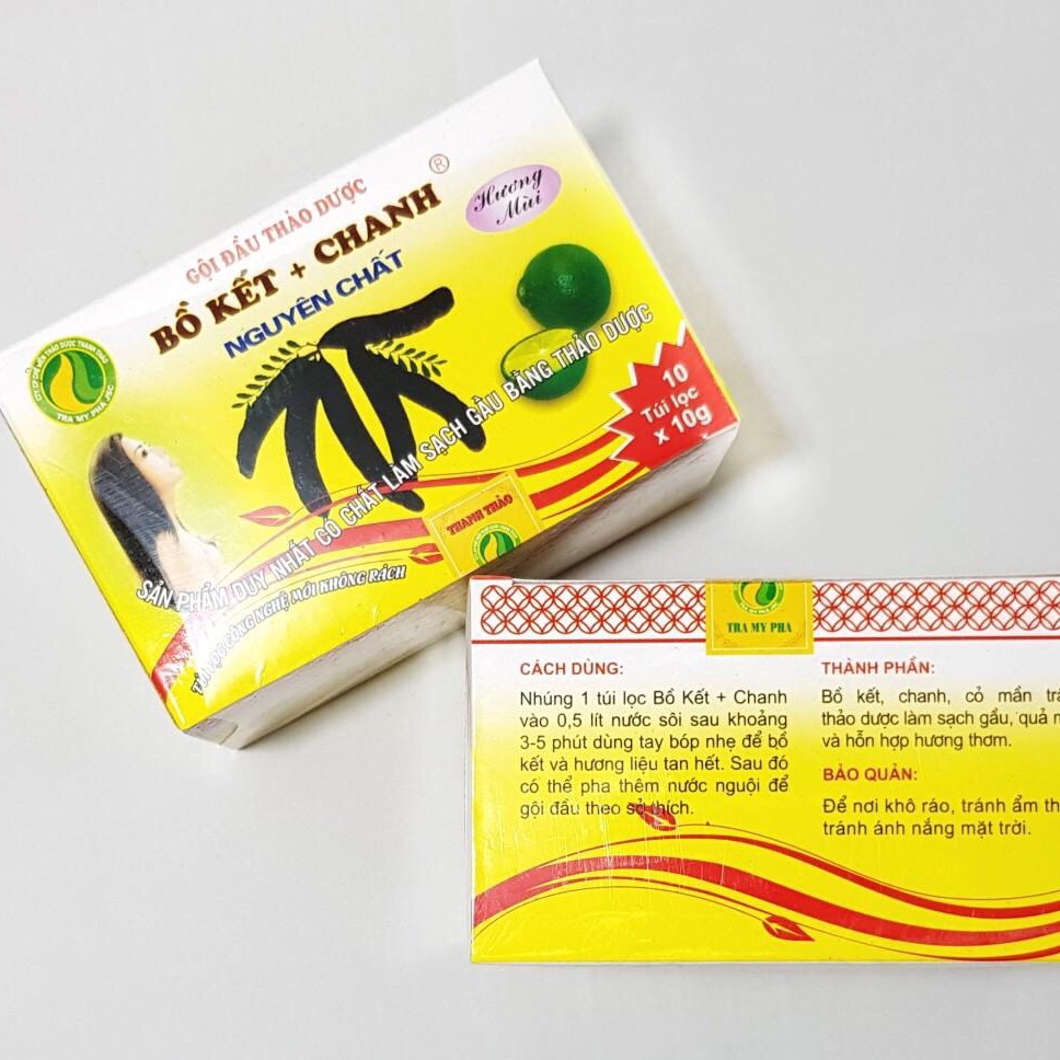 Thảo dược gội đầu túi lọc Bồ kết+ Chanh nguyên chất