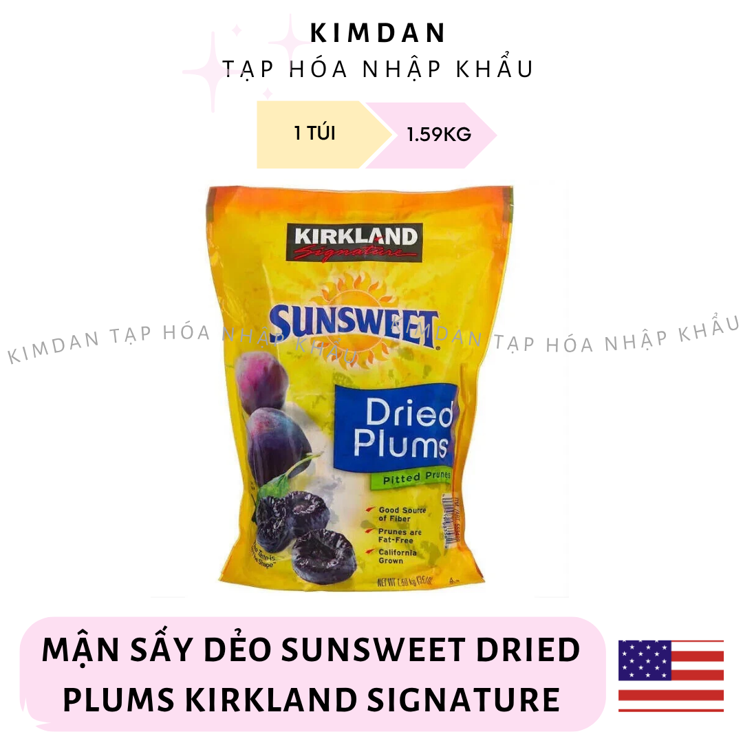  MẬN SẤY DẺO SUNSWEET DRIED PLUMS KIRKLAND SIGNATURE 1.59KG TỐT CHO TIÊU HÓA CUNG CẤP CHẤT XƠ NHẬP KHẨU MỸ 