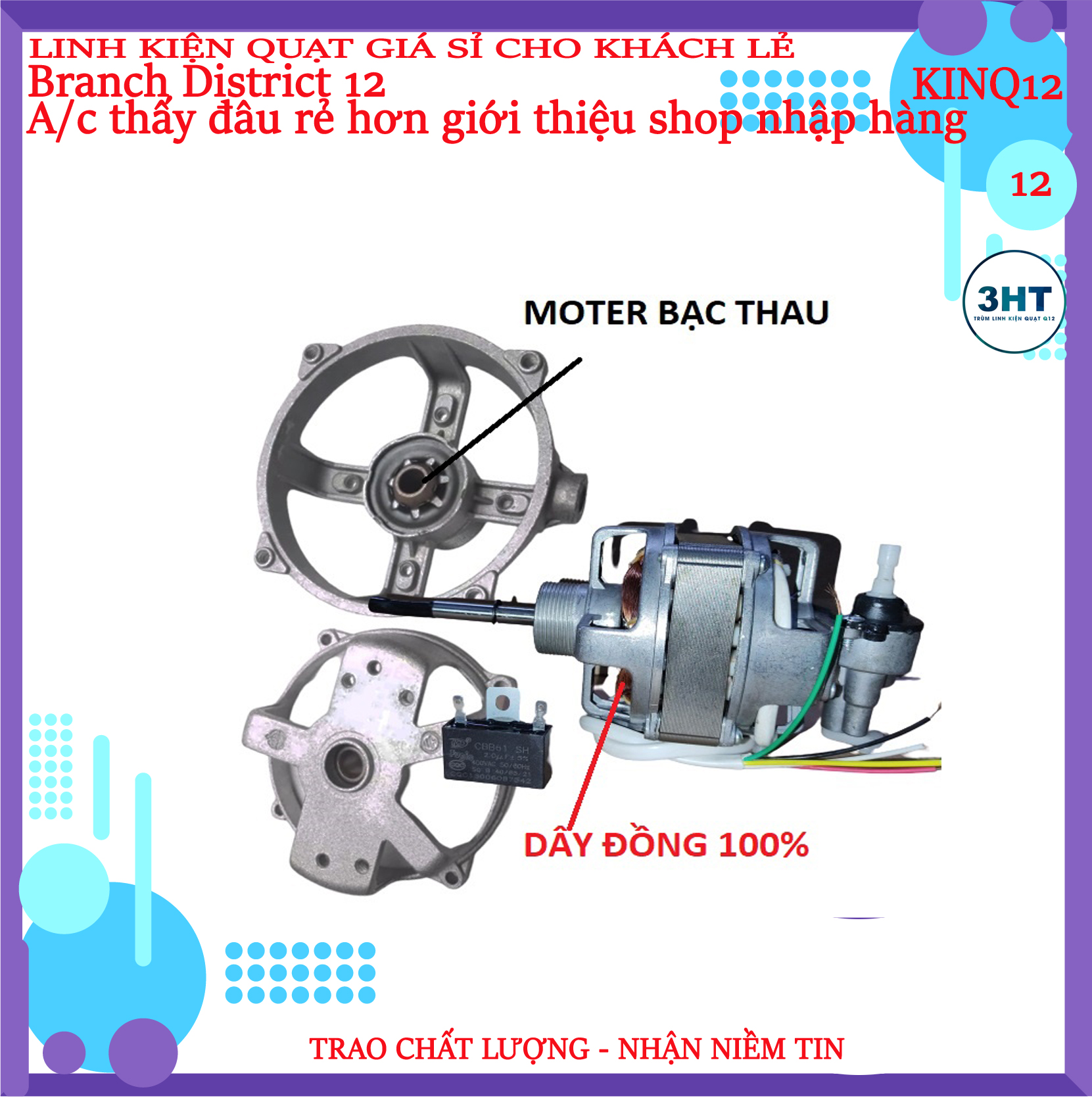 Kẹp nhôm stator quạt có răng hàng đẹp - b3 b4 b5 b6