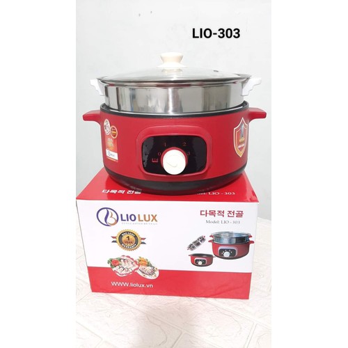 Nồi lẩu điện Liolux Φ28 LIO-303 Dung tích 3L, Nồi lẩu điện, nồi lẩu điện đa năng ,nồi lẩu điện 2 tầng ,Nồi lẩu điện đa năng Liolux ,Công suất 1300W ,Lòng nồi tráng men chống dính an toàn cho sức khỏe ,3 chế độ nhiệt