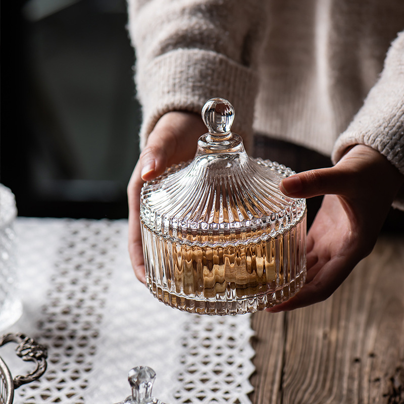 Cốc THỦY TINH đựng mứt , lọ đựng mứt , lọ đựng kẹo trang trí nhà cửa bàn ăn timedecor