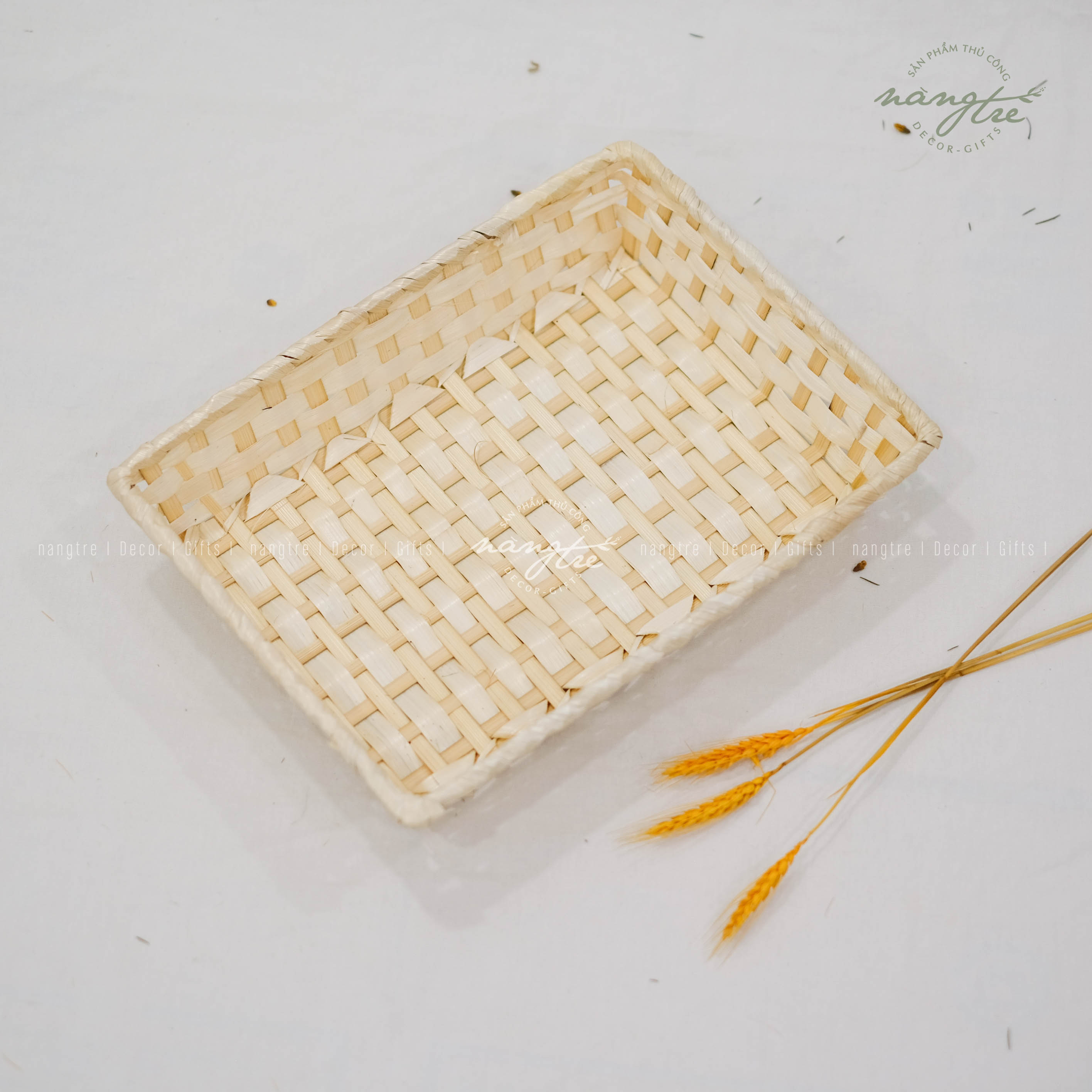 [HCM]Khay tre đan gói quà Khay tre chữ nhật ( 36x20x9cm)