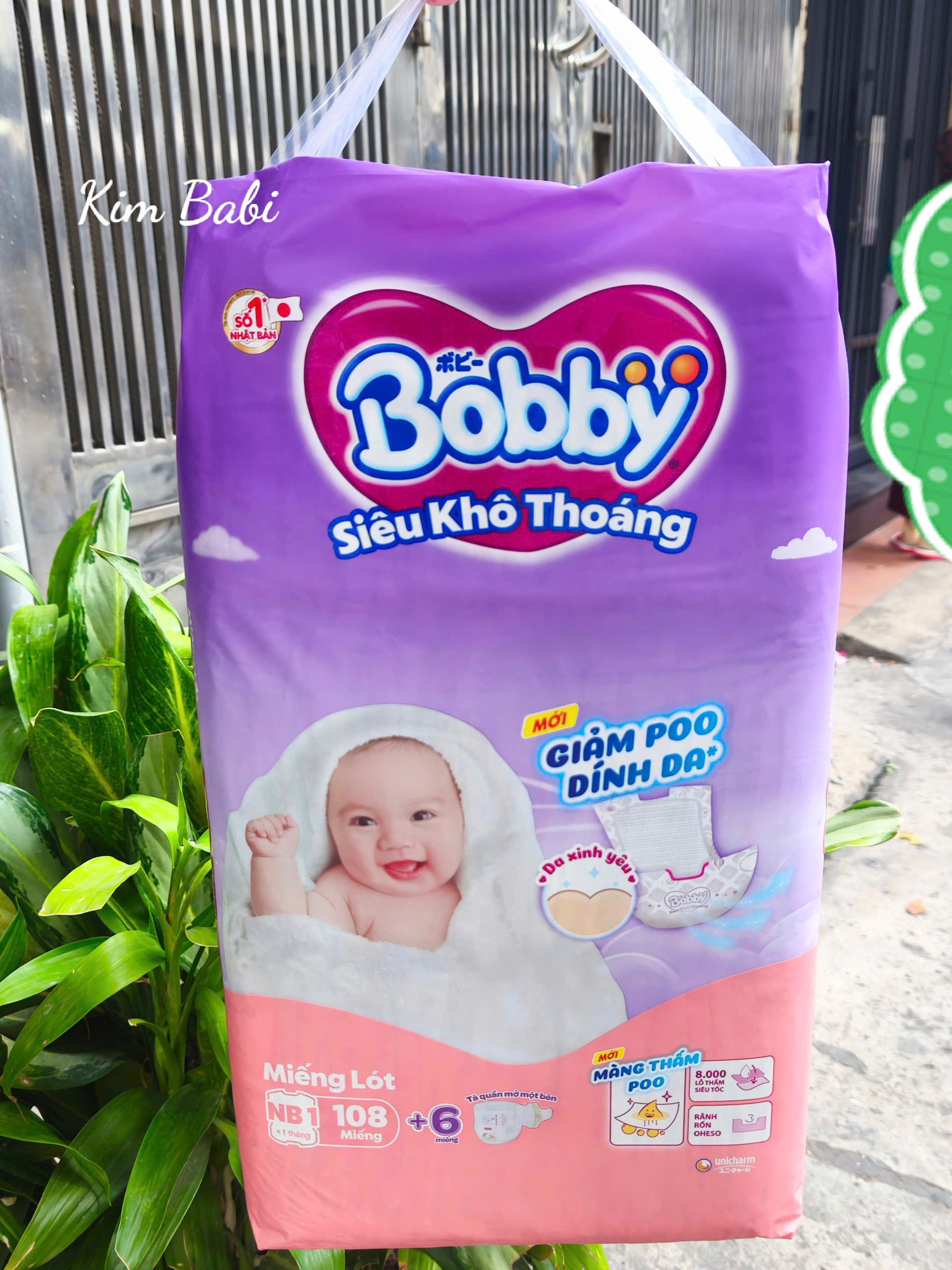 Miếng lót sơ sinh bobby nb1 108 miếng và nb2 60 miếng có thể dùng thay bvs