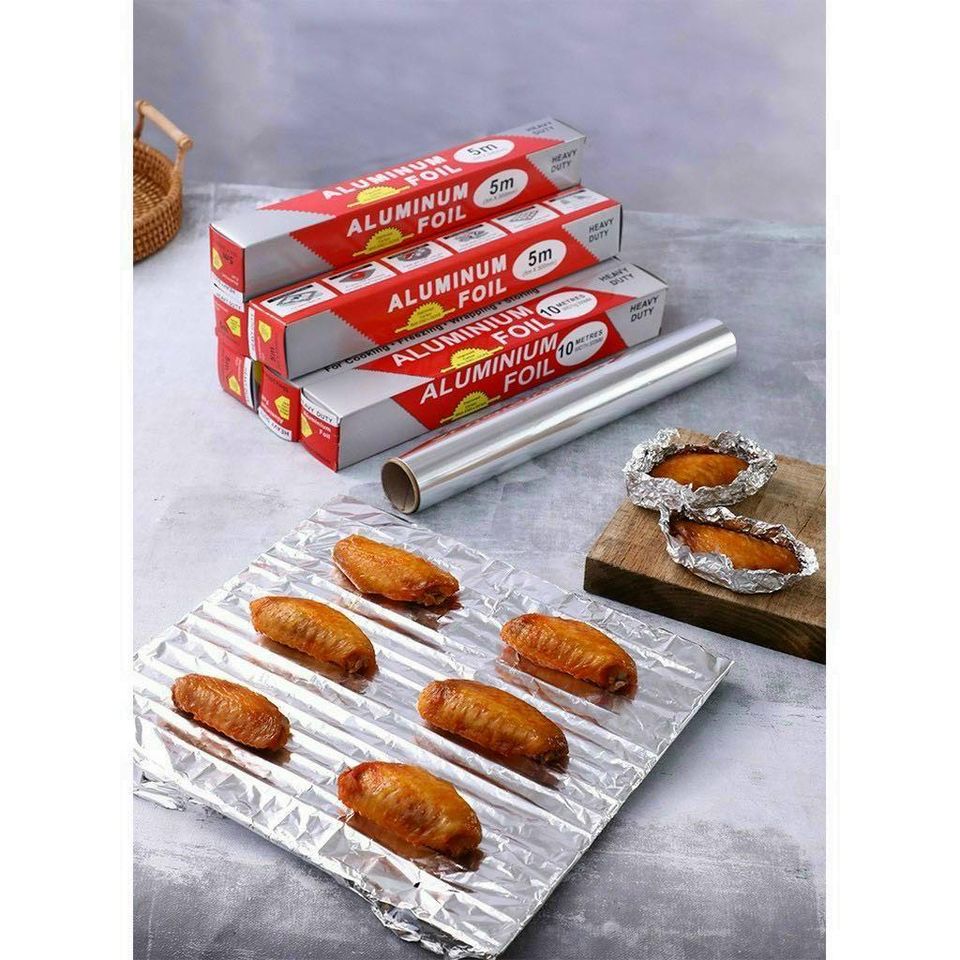 Cuộn Giấy Bạc Gói Thức Ăn Tiện Dụng, Giấy Bạc Bọc Thực Phẩm, Nướng Thịt Với Chất Liệu Nhôm Lá Mỏng Với Đặc Tính Giữ Nhiệt, Chịu Được Nhiệt Độ Cao