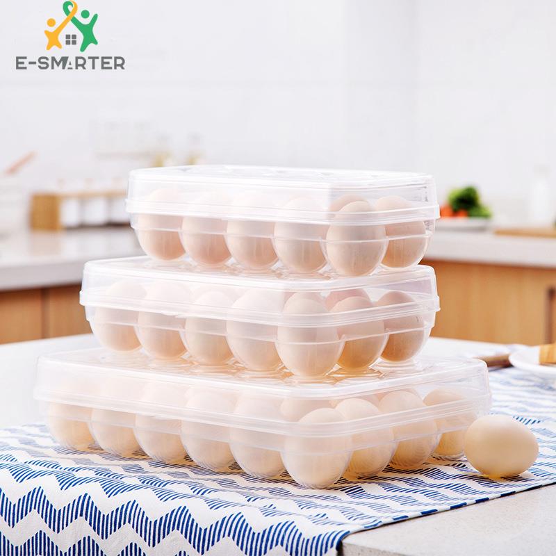 INSOUND Kitchen Egg Holder Refrigerator Egg Storage Bin Stackable Egg Dispenser with Lid