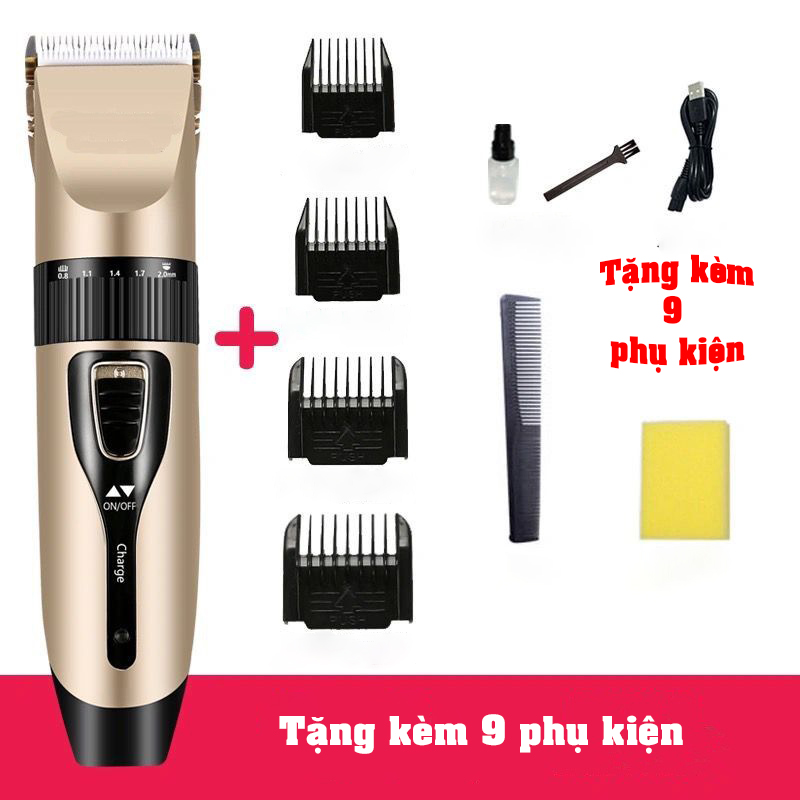 Tông đơ cắt tóc, Tông đơ cắt tóc loại tốt Tặng kèm 9 phụ kiện cao cấp, Tong do cat toc tại Tăng đơ cắt tóc cao cấp