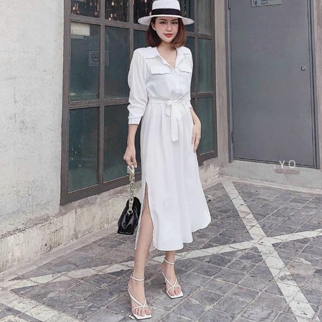 Đầm somi dây eo