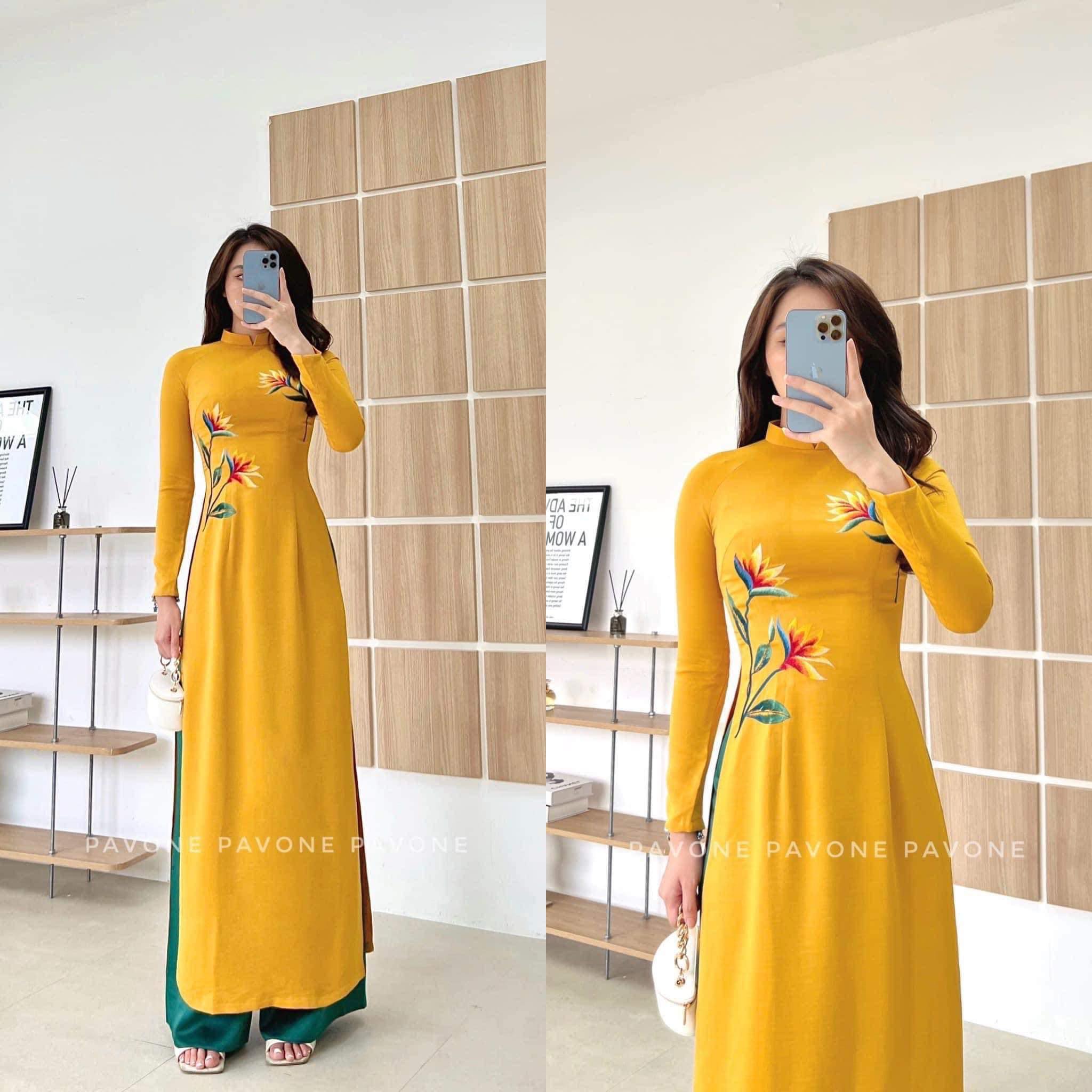 Áo dài lụa Tây Thi thêu cao cấp