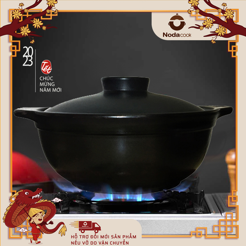 Nồi đất sứ kho cá chịu nhiệt 1 lít NodaCook chính hãng Bát Tràng